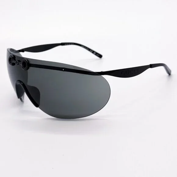 NEW AUTHENTIC GUCCI GG1656S 001, BLACK METAL OVERSIZED MASK SUNGLASSES G…